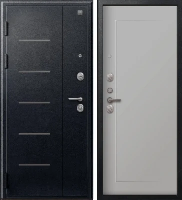 Дверь V-03 Черный муар - Кашемир сильвер