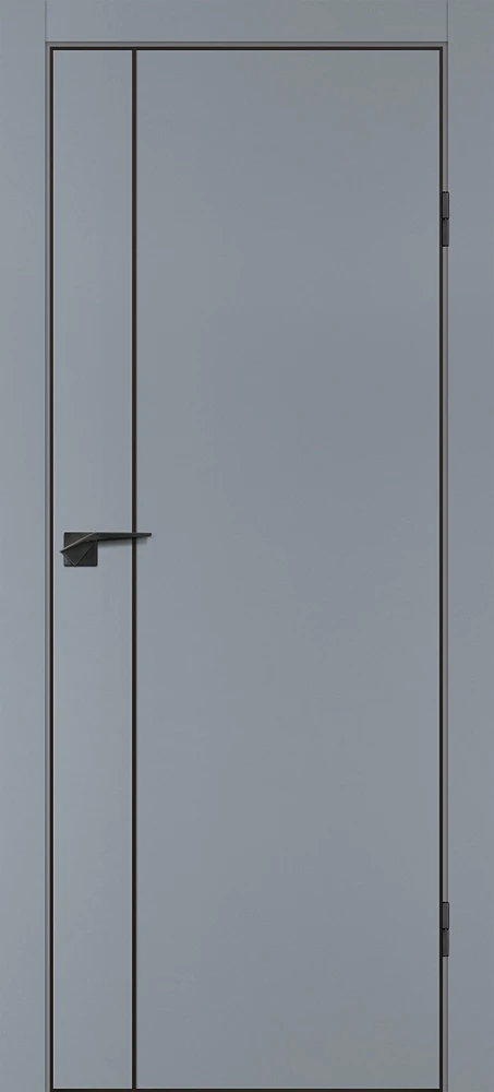 Фото Межкомнатная дверь P-21  черный молдинг PET,  кромка ABS черная c 4-х ст. Серый матовый