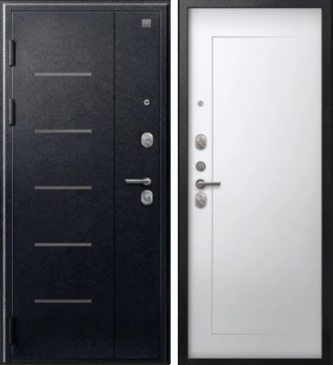 Дверь V-03 Черный муар - Кашемир белый