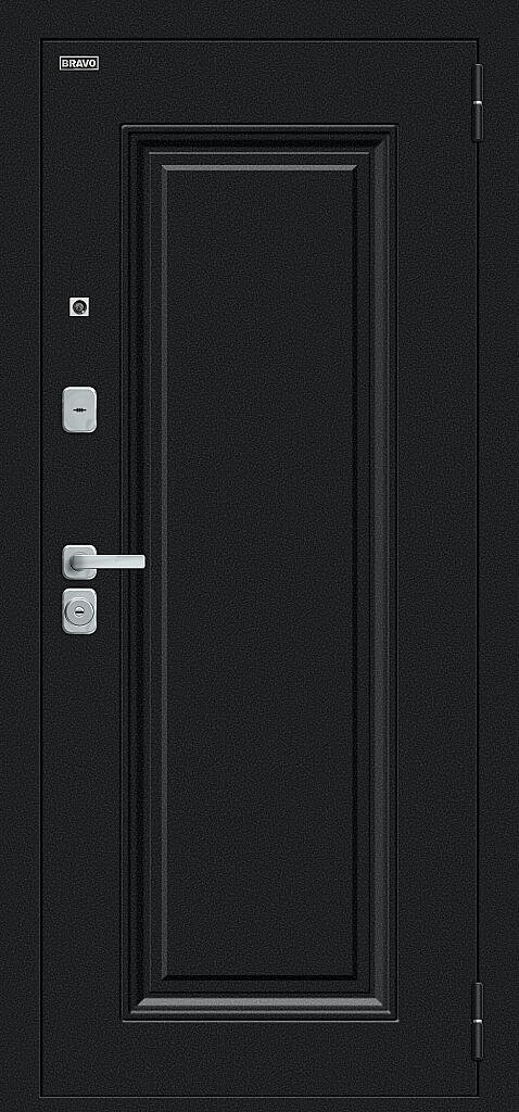 Входная дверь Флэш МФ/BChrome Букле черное/Cappuccino Melinga BR6198 внешняя сторона