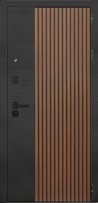 Входная дверь Модель L - 48 СБ-1 (лак.черное, 16мм, венге) внешняя сторона